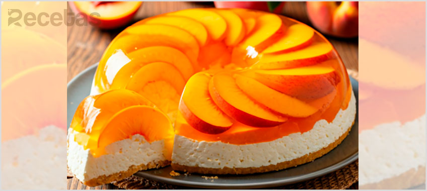 Gelatina Cristal de Duraznos con Base de Queso y Galletas